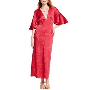 NEW NWT Fe Noel X Target Palm Leaf Contrast Print Flutter Sleeve Maxi Dress sz 0